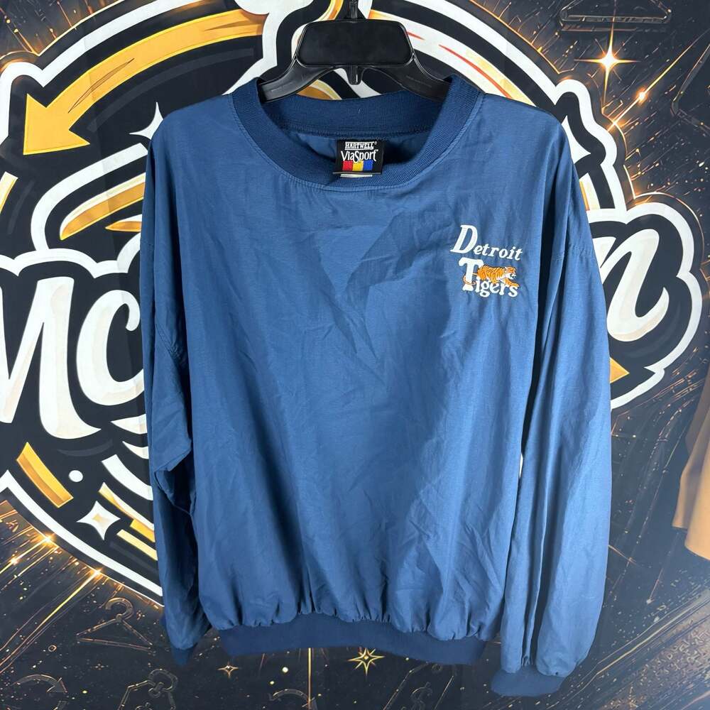 Vintage Hartwell ViaSport Detroit Tigers Crewneck Pullover Windbreaker Jacket